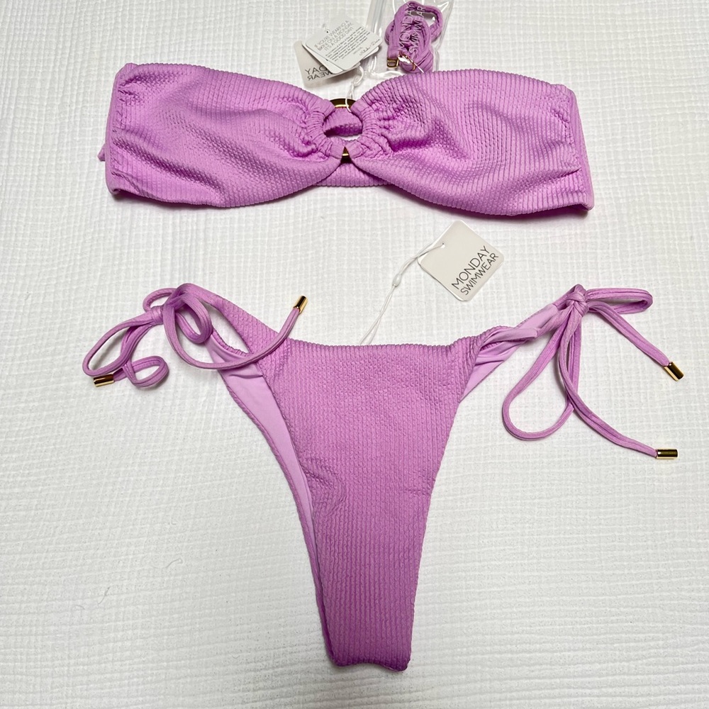 Monday Swimwear Costa Rica TOP ONLY Moon Crinkle Purple Size L